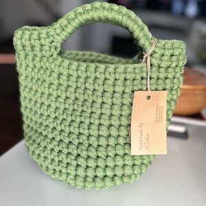 Handmade Crochet Small Tote bag/Green